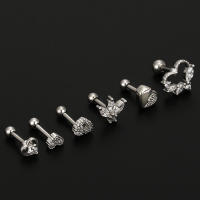 Piercing de acero quirúrgico para oreja, aretes de cristal para cartílago, 2 piezas, 16G, 16G - details 2