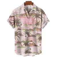 Camisa estampada de mezclilla hawaiana, pantalones cortos casuales, mangas superiores, ropa de calle grande, ropa de hombre original - details 5