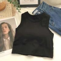 1/2 Unidades. Sujetador deportivo en la espalda para mujer, chaleco sin mangas, parte superior de tubo delgada, ropa interior con almohadillas para sujetador, camiseta interior, Top corto elástico coreano - details 8
