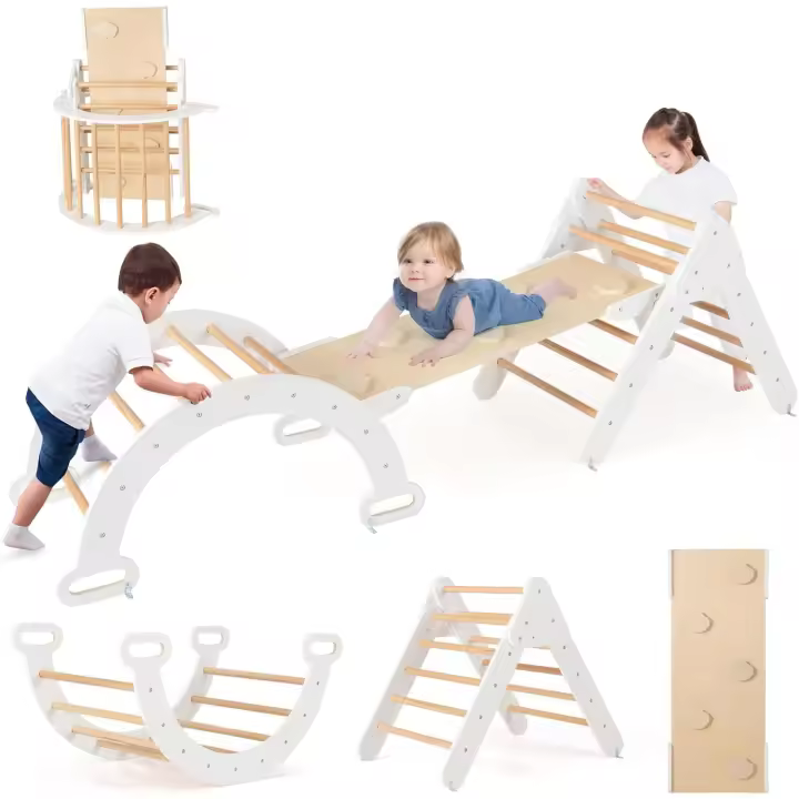 Escalada de Madera para Niños Triángulo de Escalada Montessori Arco, Rampa para Deslizarse o Escalar Set de Escalada Gris Oscuro - 1