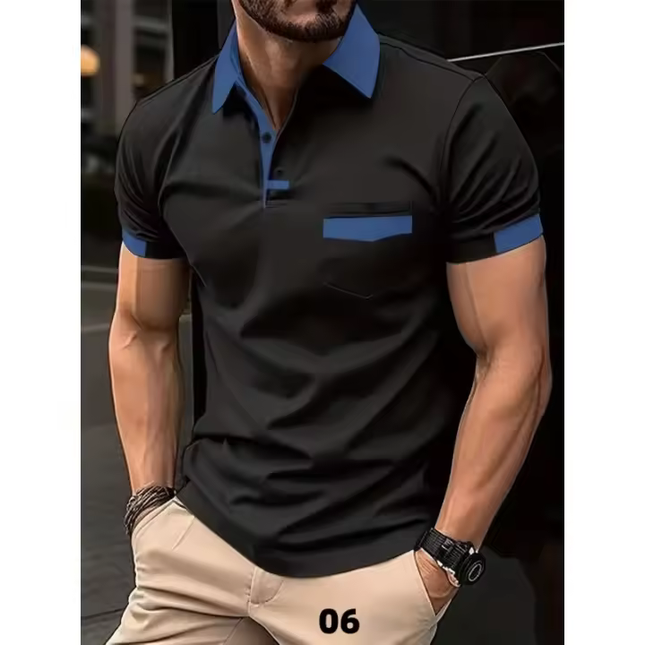 Polo Casual para Hombre 2025 Manga Corta, Botón Deslizante, Moda Sólida Color - 1