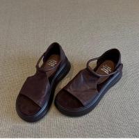 Cuero suave ~ Casual con aumento de altura y suela gruesa para mujer Sandalias versátiles impresionantes de verano - details 3