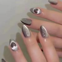 24pcs Uñas Postizas Almendro Rosa Y Nude Para Mujeres Y Niñas Decoración De Uñas Con Lazo Falso De Resina Artículos De Manicura - details 6