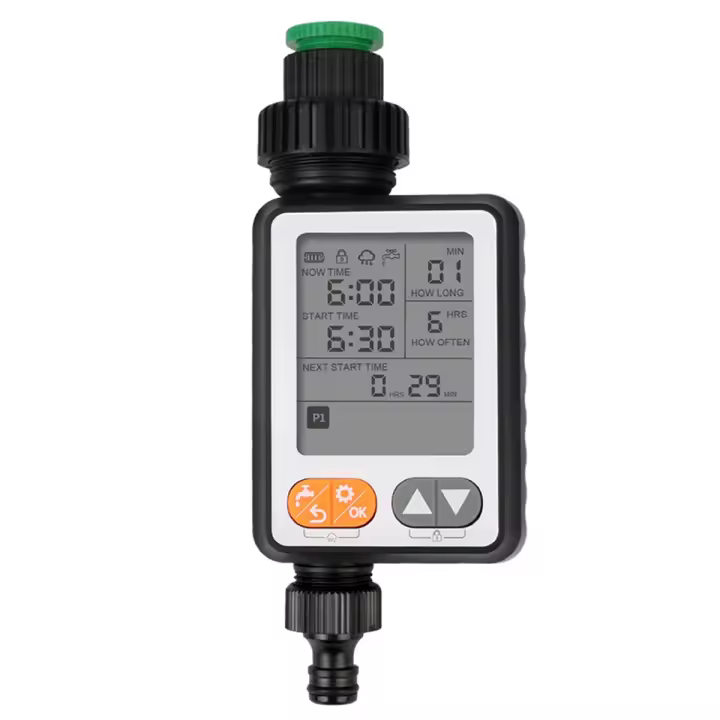 Controlador de riego automático de modo Manual, Sensor de lluvia, temporizador de riego de jardín, programa múltiple operado por batería - 1