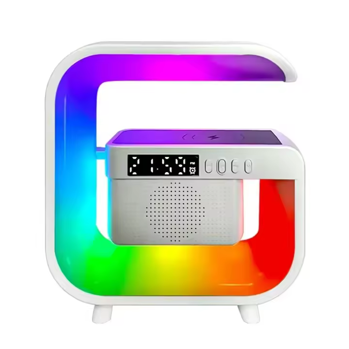 Soporte de cargador inalámbrico, Altavoz Bluetooth, despertador, luz RGB,estación de carga rápida para iPhone, Samsung, Xiaomi - 1