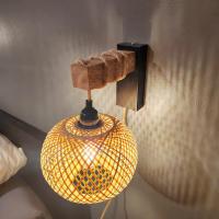 Lámpara de Pared de Bambú Tejida a Mano, Luz de Pared Rústica de Ratán, Lámpara de Pared regulable - details 0