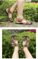 Sandalias cómodas de verano para hombre, zapatos informales de playa y exterior, antideslizantes, de tacón plano, de cuero - details 22