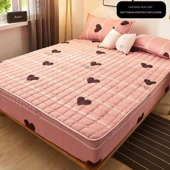 Funda protectora de colchón acolchada gruesa para pareja de 2 personas, Sábana bajera elástica de lujo, almohadilla de protección de estilo - 1