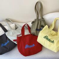 Bolso de hombro informal con estilo, bolso de lona para niñas, bolso grande para ir de compras y bolso de playa, asas cómodas, bolso de hombro ins para mujer de gran capacidad, bolso de mano, bolso perezoso de ocio literario de estilo coreano - details 1