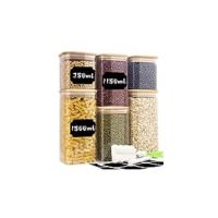 Withosent Juego de 7 tarros de cristal con tapa de madera, 750 ml/ 1500 ml/ 2400 ml, tarros de vidrio para almacenamiento de cocina, tarros grandes de cristal, frascos de vidrio para cereales, espaguetis, pasta - details 7