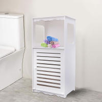 Armario de baño de madera estrecha, mueble resistente a la corrosión, color blanco - details 0