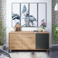 Mueble Buffalo de Estilo Brooklyn 2 Puertas, 3 Cajones Acabado en Color Roble Nodi y Gris Antracita - details 1