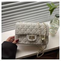 Bolso Cruzado de Tweed para Mujer Correa Ajustable Patrón a Cuadros Cierre de Cremallera Duradero - details 8