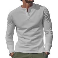 Día del padre Ropa transfronteriza de primavera y otoño Camiseta para hombres europeos y americanos Camisa básica Henry de manga larga para hombres - details 34