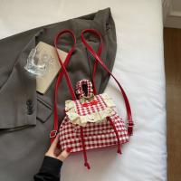 Mochila multifuncional de estilo coreano con encaje a cuadros, mochila de viaje con cerezas, bolso para libros, bolso de hombro con lazo de gran capacidad para verano - details 23