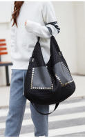 Bolso de hombro de gran capacidad de malla vintage estilo punk - details 9