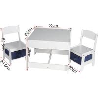 Juego de Mesa y 2 Sillas Infantiles Grupo de Asientos para Niños Muebles de Madera y MDF para Niños con Espacio de Almacenamiento Gris + Blanco 0001ETZY - details 6