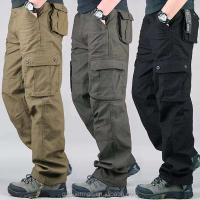 Nuevos monos de algodón a la moda para hombre, pantalones rectos con cremallera, pantalones de trabajo largos informales holgados de talla grande con seis y 6 bolsillos - details 2