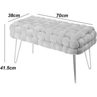 Taburete Moderno de Terciopelo Otomano Rectangular con Patas de Metal Dorado Taburete Acolchado - details 49