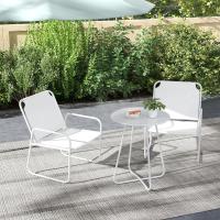 Conjunto de Jardín Exterior Mesa Redonda y 2 Sillas de Terraza con Marco de Acero y Cojines Ajustables para los Pies - details 10
