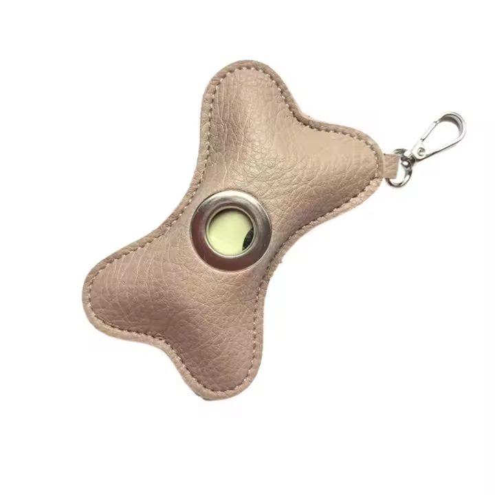Dispensador creativo de Bolsa para popó de perro, bolsa de limpieza de excrementos de mascota de cuero PU con forma de hueso, soporte con cierre de cremallera, bolsa portátil para excrementos de mascotas - 1