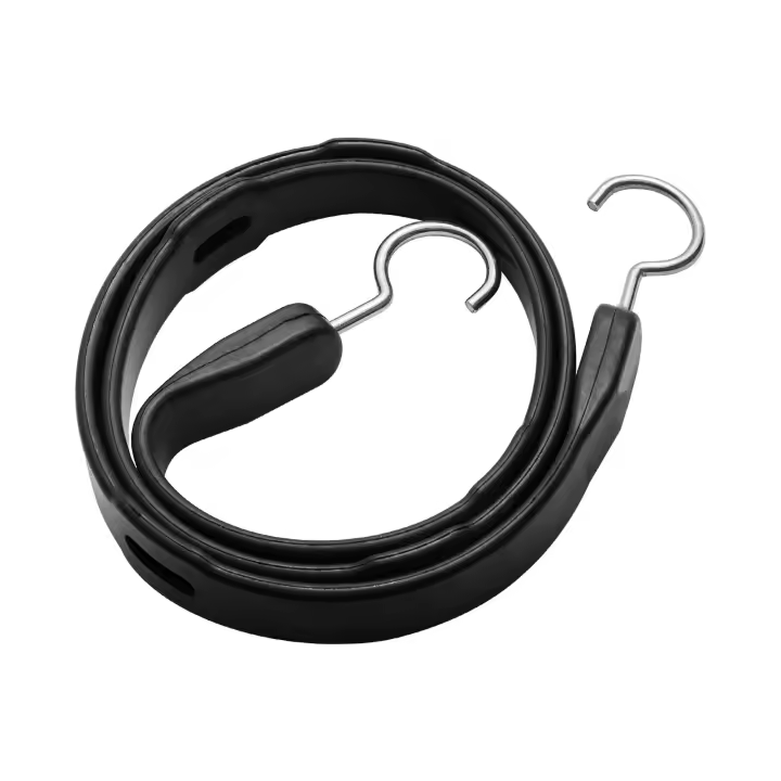 SucceBuy Cordón elástico plano de 40 pulgadas, correas negras resistentes de 20 mm con ganchos en S de acero, cuerda elástica elástica de 4 piezas - 1