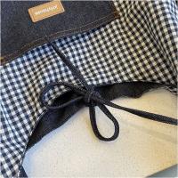 Bolso de tela de doble cara a cuadros, chaleco vaquero, estilo coreano, bolso de hombro vaquero Retro, bolso de mano de gran capacidad, bandolera Bohemia - details 3