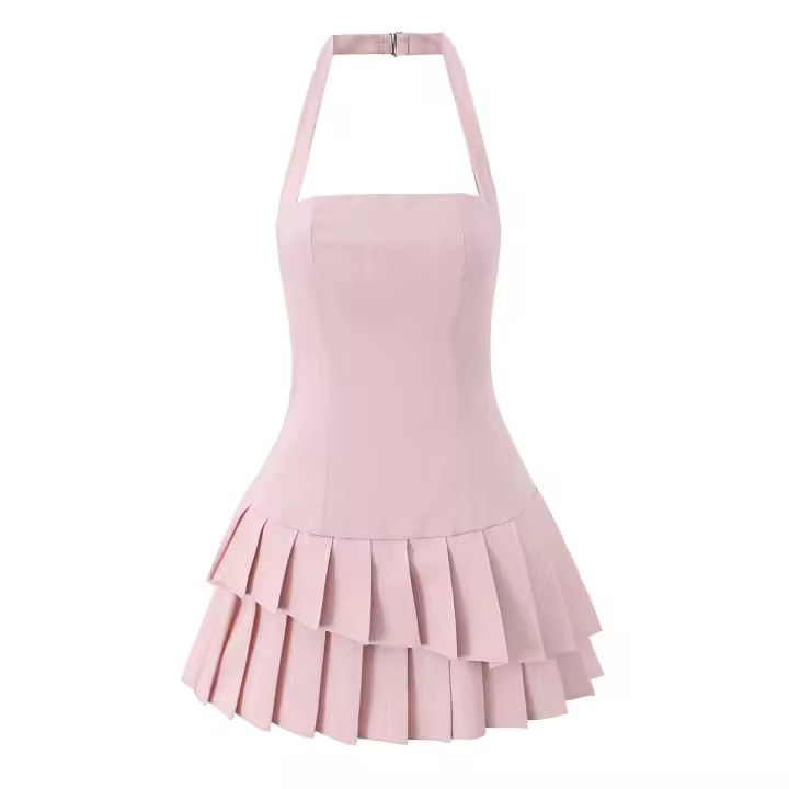 Vestido de tirantes plisado con empalme de moda, estilo francés, puro deseo, temperamento, novedad de verano 2025 - 1