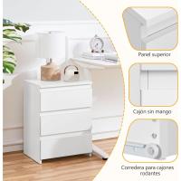 Noche 3 Cajones Noche Nórdico para Dormitorio Auxiliar Minimalista para Cama Blanco - details 1