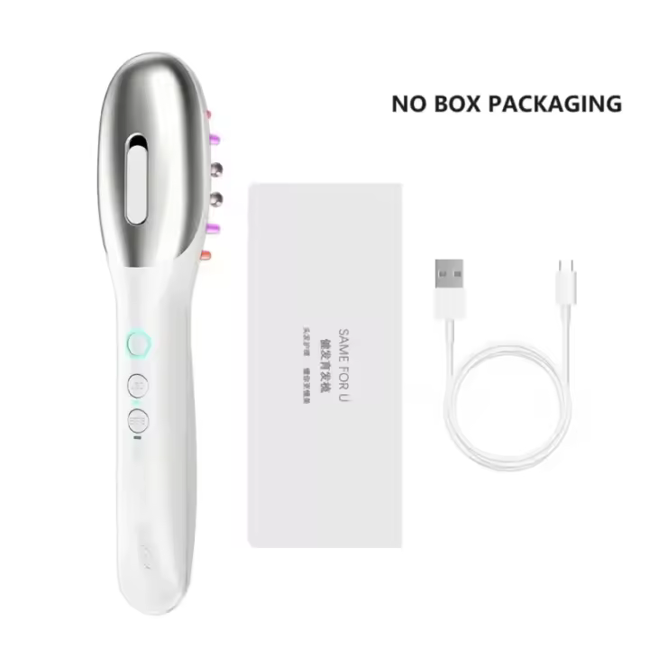 Peine eléctrico de microcorriente para masaje del cuero cabelludo, EMS para el crecimiento del cabello, terapia de luz LED roja y azul, cepillo de masaje con vibración de microcorriente - 1
