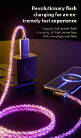 Cable de carga súper rápida RGB brillante con rotación de 180 °, Cable USB a tipo C, flujo MicroUSB, Streamer colorido, línea de datos de cargador, 6A, 120W - details 3