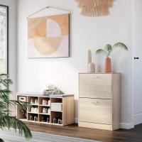 Armario con 3 puertas abatibles, zapatero de madera de 3 pisos, para entrada estrecha, pasillo, sala de estar, 60 x 24 x 120 cm, marrón rústico LBC030X01 - details 10