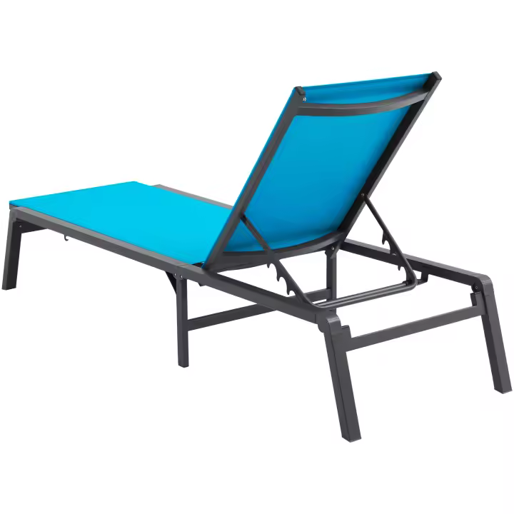 SucceBuy Chaise Lounge Chairs al aire libre, sillones de aluminio para patio con reclinación ajustable en 5 posiciones, sillones plegables para piscina, sillones de bronceado completamente planos para patio, playa, piscina - 1