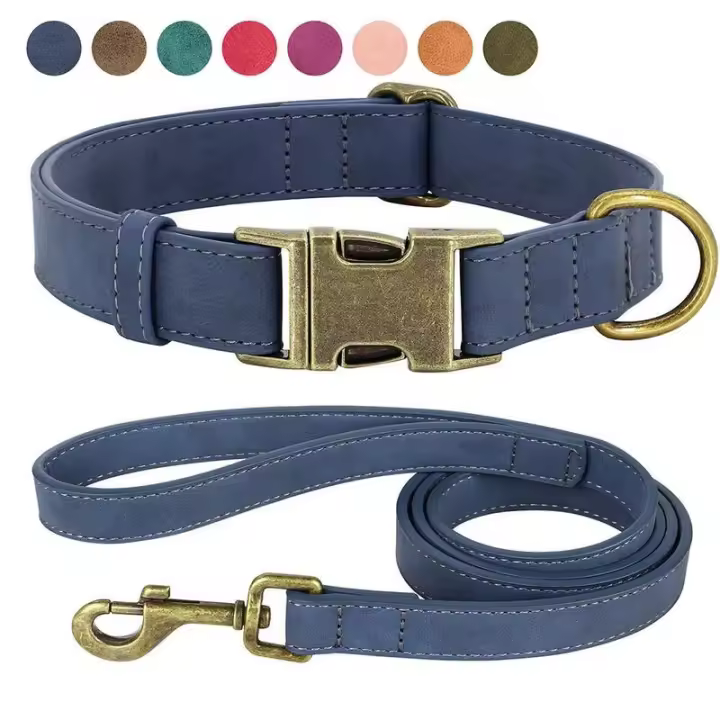 correa ustables cuero PU perro, Collar duradero cuerda de plomo mascotas, suave para perros pequeños, medianos y randes, - 1