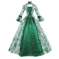 Vestido largo de hada para mujer, con cordones, Medieval, con volantes, lazo, Vintage, victoriano, Carnaval, Maxi, cintura alta - details 1