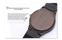 Reloj de Cuarzo Ébano de Alta Calidad Diseño Nórdico Minimalista Correa de Cuero Genuino - details 7