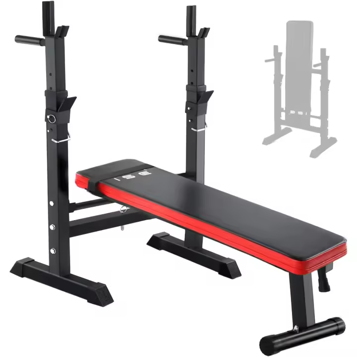 Banco de Musculación Plegable Ajustable Soporte de Barras para Mano a Mano y Estación de Dips - 1
