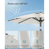 Sombrilla de Jardín 300 cm, UPF 50+, Parasol, 30 ° de Inclinación en dos Direcciones, con , para Patio, Terraza, , Piscina, sin Base, Beige GPU30BE - details 72
