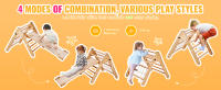 SucceBuy Juego de triángulos Pikler, juguetes de escalada Montessori para niños pequeños de 1 a 3 años, patio interior de madera con triángulo y rampa - details 1