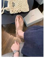 Sandalias de mujer de estilo romano con nicho de fondo plano de vacaciones con punta retro en espiga de temperamento minimalista - details 21