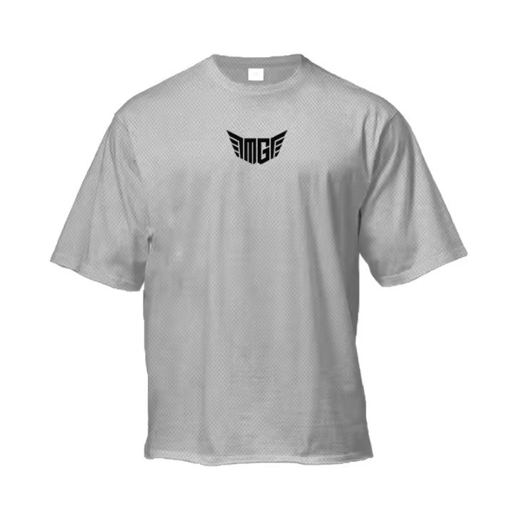Gym Bodybuilding Fitness Muscle Tops Plus Big Size Shirt Summer Mesh Breathable Quick Dry Loose Short Sleeve Oversized T-shirt - 1