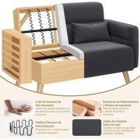 Sofá Moderno de 2 Plazas Tapizado de Tela Patas de Madera Cojines de Almohada para Sala - details 4