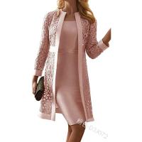 2025 nuevo vestido cárdigan de encaje de color para mujer con dos abrigos - details 6