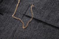 Chaleco Retro con solapa y cadena para hombre, traje con bolsillos de Tweed grueso en espiga a la moda, informal, Vintage, para fiesta de ocio - details 15