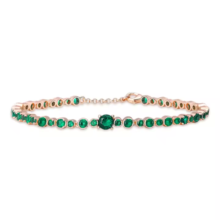 Pulsera de Plata Esterlina con Zirconia Verde Joyería Exquisita para Mujeres - 1