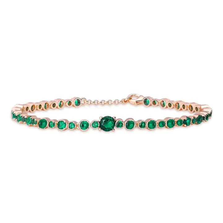 Pulsera de Plata Esterlina con Zirconia Verde Joyería Exquisita para Mujeres - 1