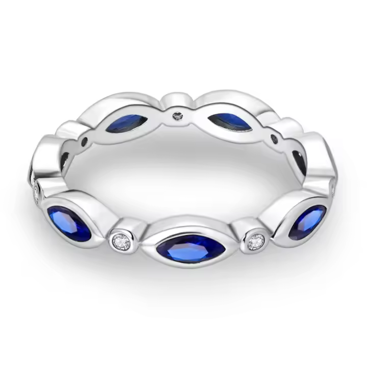Mysterious-Anillo de Plata de Ley 925 para mujer, sortija de ojo Simple azul brillante, MARQUESA, Pavé, joyería para boda, fiesta, citas, regalo - 1