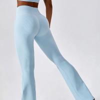 Pantalones de Yoga con cintura cruzada para mujer, mallas acampanadas de pierna ancha elásticas de algodón para entrenamiento físico, mallas deportivas para gimnasio - details 0