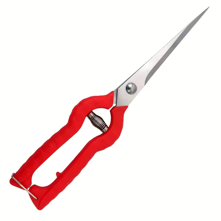1 tijera de podar profesional para jardín con agarre rojo ergonómico: cuchillas rectas de acero inoxidable duraderas para arreglos de rosas, podar plantas y cosecha de frutas |   Mango antideslizante moderno, tijeras de jardinería, tijeras de jardín |   E - 1