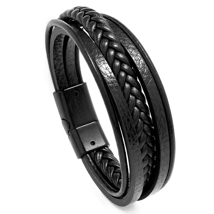 Pulsera de cuero tejido con cierre magnético, brazalete minimalista para hombre, regalos para hombre, diseño versátil, material ecológico - 1